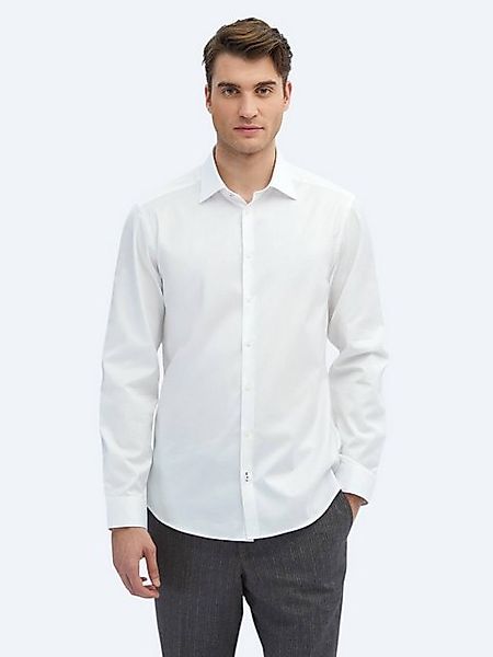 KİP Langarmhemd Weiße Slim Fit Gewebte Klassische %100 Baumwolle Hemd günstig online kaufen