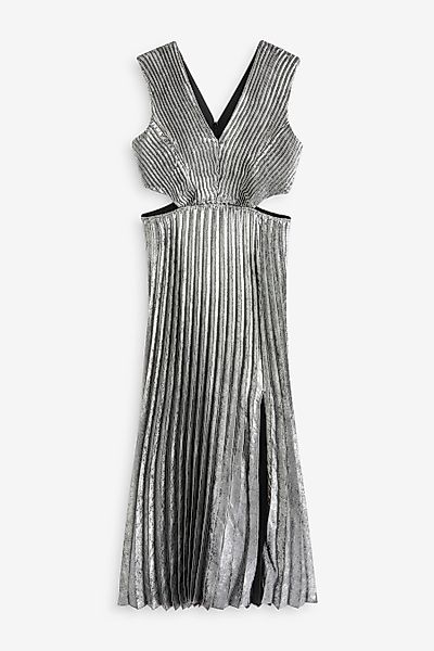 Next Satinkleid Plissiertes Metallic-Kleid aus Satin, günstig online kaufen