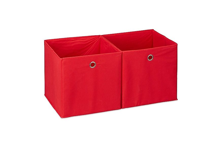 relaxdays Aufbewahrungsbox Stoff im 2er Set, rot günstig online kaufen