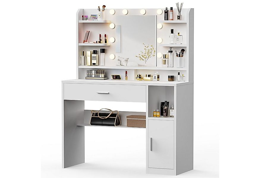 oyajia Schminktisch mit LED-Beleuchtung, einstellbare Helligkeit, mit 1 Sch günstig online kaufen