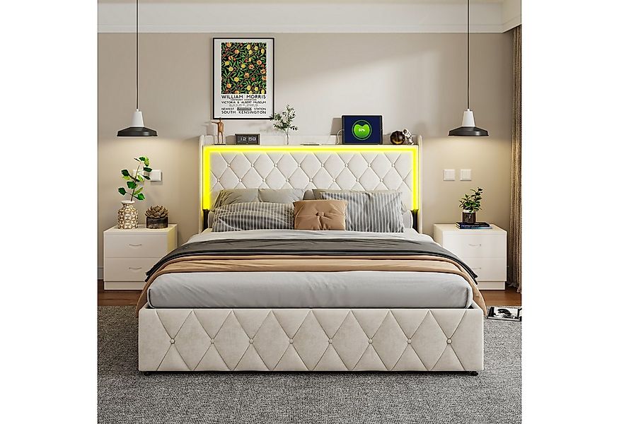 PXloue Funktionsbett Polsterbett Geeignet für kleine Wohnungen, Hydraulisch günstig online kaufen