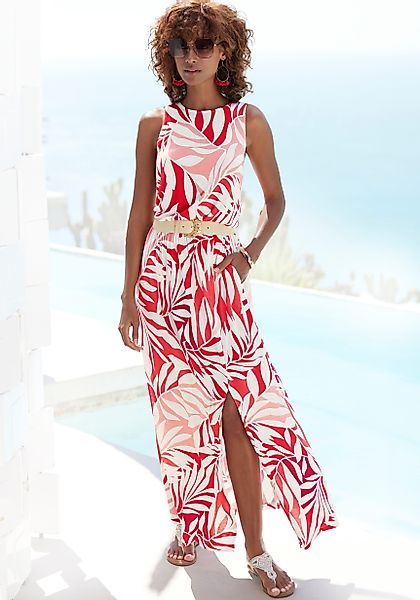 LASCANA Maxikleid mit Alloverdruck und Schlitz, günstig online kaufen