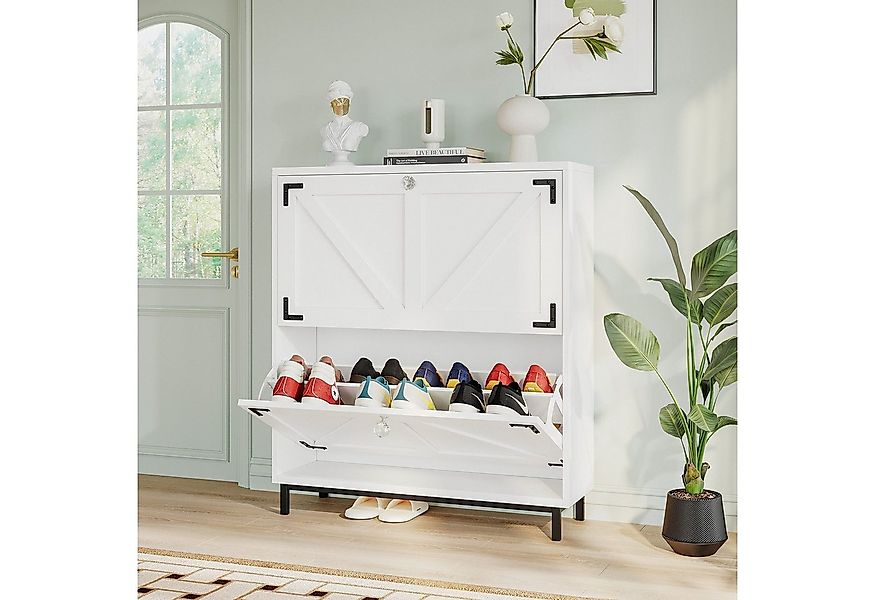 VOWNER Schuhschrank mit 2 Klappen, Freistehendem Schuhregal, 80×24×92 cm (1 günstig online kaufen