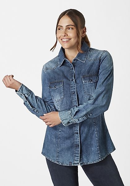 Paddock's Jeansbluse Damen Jeanshemd aus reiner günstig online kaufen