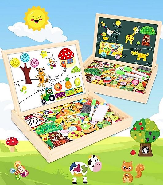 POPOLIC Rahmenpuzzle 2024 Neues Doppelseitiges Magnetisches Holzpuzzle, Puz günstig online kaufen