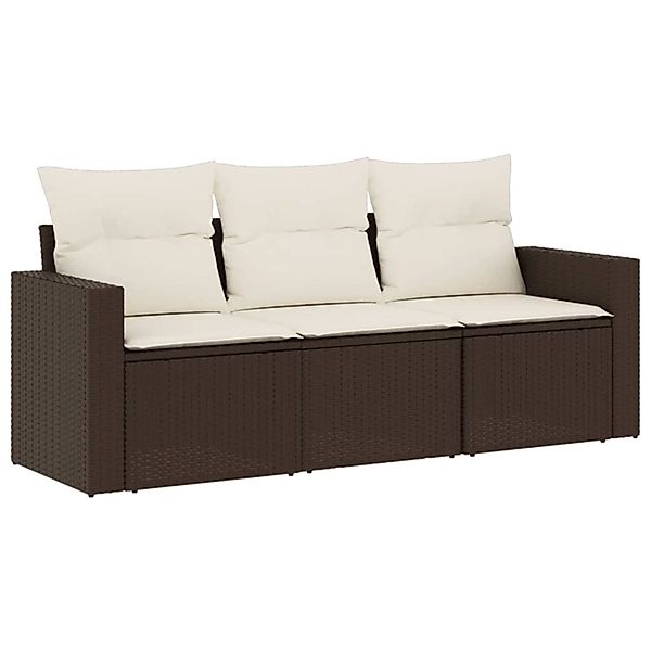 vidaXL 3-Tlg Garten-Sofagarnitur mit Kissen Braun Poly Rattan 3218653 günstig online kaufen