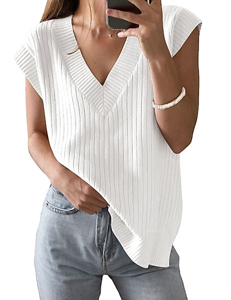 LUCKZON Pullunder Damen-Pulloverweste mit V-Ausschnitt, übergroß, günstig online kaufen