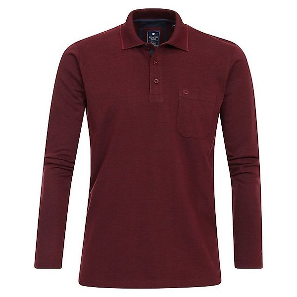 Redmond Poloshirt Große Größen Langarm-Poloshirt bordeaux melange "Wash & W günstig online kaufen