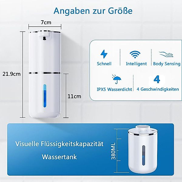 NUODWELL Seifenspender SeifenspenderAutomatisch, 380ml Berührungslos Seifen günstig online kaufen