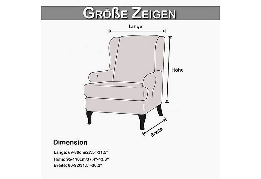 Coonoor Sesselhusse Samt, Stretch, 2-Teilig Ohrensessel Überzug, Relaxsesse günstig online kaufen