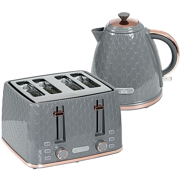 HOMCOM Wasserkocher Toaster Set 1,7L Wasserkocher 4 Toastscheiben Frühstück günstig online kaufen