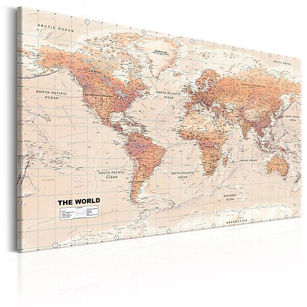 Wandbild - World Map: Orange World günstig online kaufen