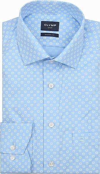 OLYMP Luxor Hemd Druck Logo Blau - Größe 45 günstig online kaufen