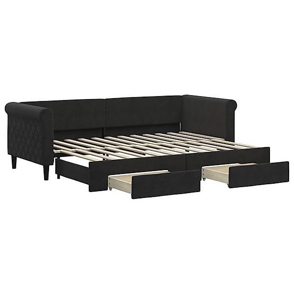 vidaXL Bett, Tagesbett Ausziehbar mit Schubladen Schwarz 80x200 cm Samt günstig online kaufen