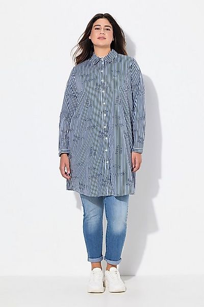 Ulla Popken Longbluse Longbluse Streifen Schriftmuster günstig online kaufen