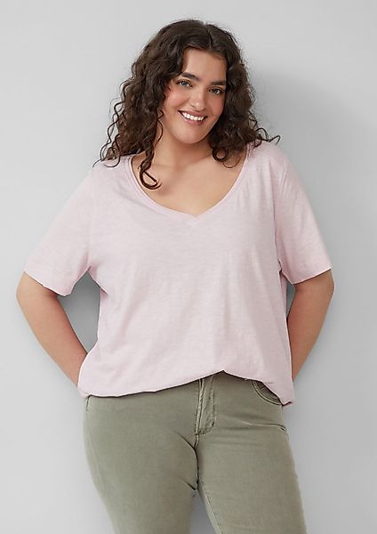 s.Oliver T-Shirt Curve Shirt mit Flammgarn-Struktur, günstig online kaufen