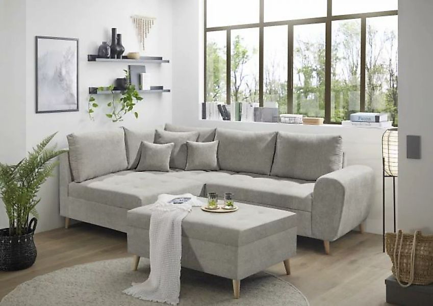 Ecksofa skandinavisch 249 x 175 cm CALANDA Taupe günstig online kaufen