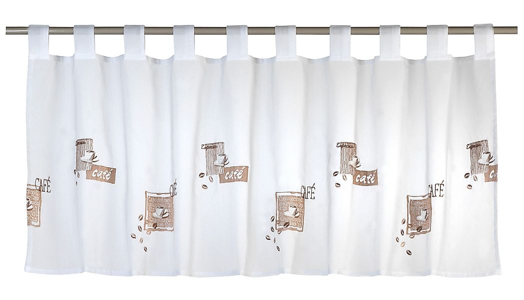 ELBERSDRUCKE Scheibengardine Bistrogardine Cafe weiß-braun transparent günstig online kaufen