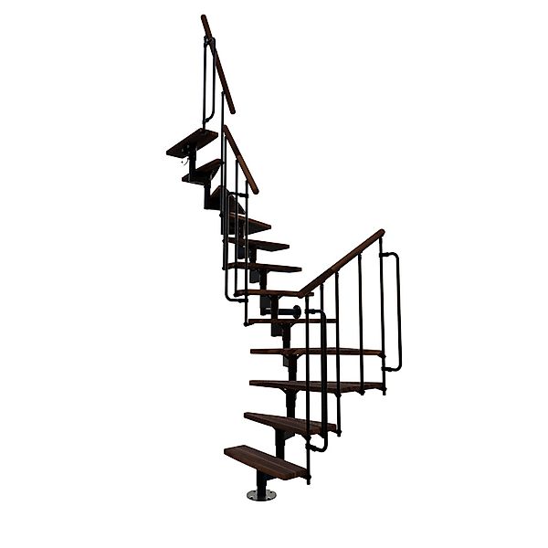 Minka Raumspartreppe Joker Turn 180° Walnuss Schwarz Raumhöhe bis 304 cm günstig online kaufen