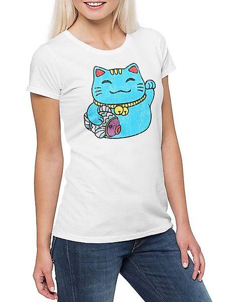 Urban Backwoods Print-Shirt Maneki Neko III Damen T-Shirt Winkekatze Maneki günstig online kaufen