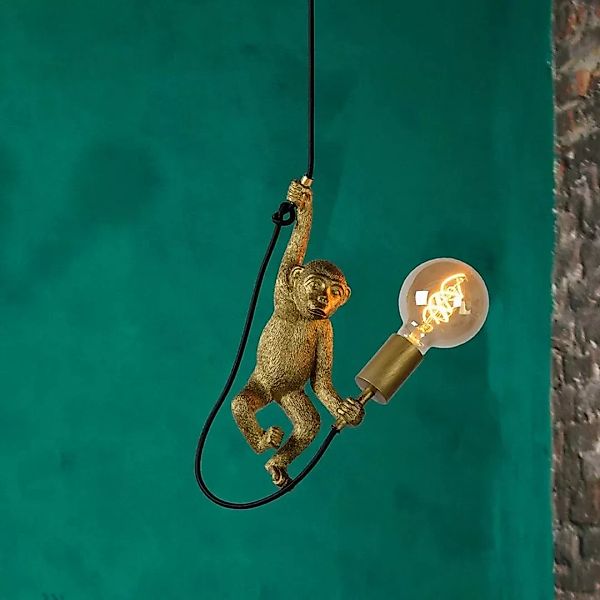 Pendelleuchte Affenlampe Chimp in Gold E27 günstig online kaufen