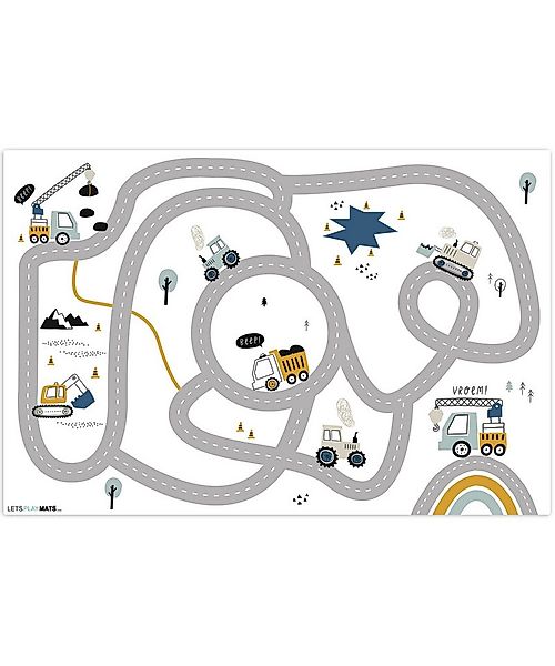 LetsPlaymats Spielmatte Baustelle - Bagger - Auto - Regenbogen - Design, Kr günstig online kaufen