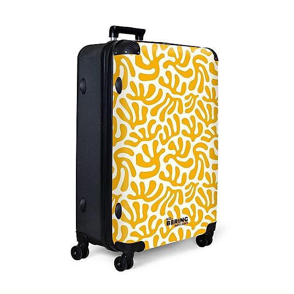 NoBoringSuitcases.com© Hartschalen-Trolley Gelb mit weißem Korallenmuster günstig online kaufen