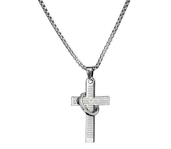 KARMA Kette mit Anhänger Halskette mit Kreuz und Ring Herrenkette silber o. günstig online kaufen