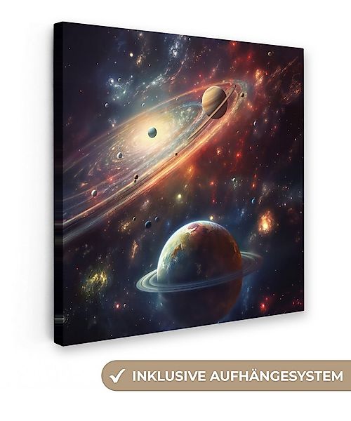 OneMillionCanvasses® Leinwandbild Weltraum - Planeten - Neon - Sterne, Foto günstig online kaufen