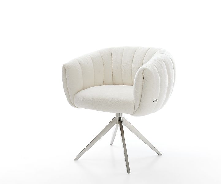 Drehstuhl Jada-Flex Bouclé Soft Beige Kreuzgestell breit Edelstahl 360° dre günstig online kaufen