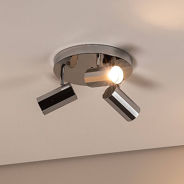 Deckenstrahler Oktano, chromfarben, Ø 35 cm, 3-flg., Metall günstig online kaufen