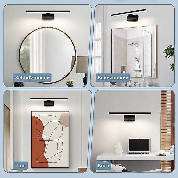 ZMH LED Spiegelleuchte Badezimmer Schwarz 30/40/60CM günstig online kaufen