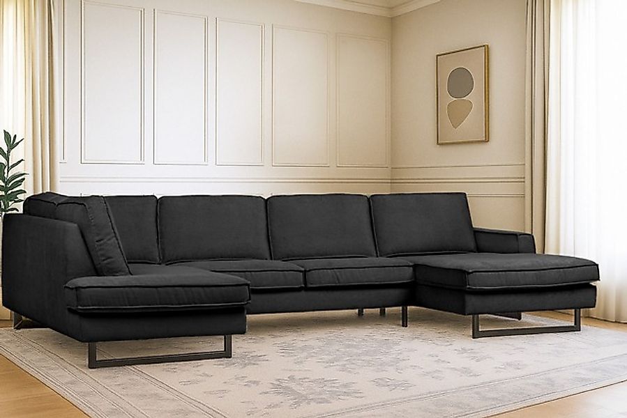 Home affaire Wohnlandschaft »Pinto, 350 cm, U-Form, XXL, mit Ottomanen« Cor günstig online kaufen