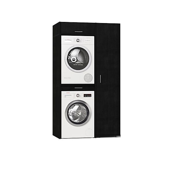 Waschturm Waschmaschinenschrank Slimline 3.1 Schwarz Eiche-Optik günstig online kaufen