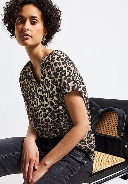 STREET ONE Kurzarmbluse, mit Leoparden Muster günstig online kaufen