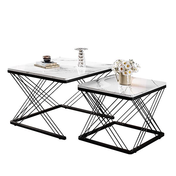 OKWISH Couchtisch Hochglanz-Kombi-Couchtisch-Set (Sofatisch, 2-St., 60*60*4 günstig online kaufen