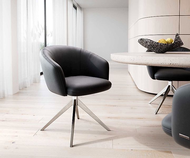 DELIFE Polsterstuhl Caja-Flex, mit Armlehnen Kreuzgestell breit Edelstahl E günstig online kaufen