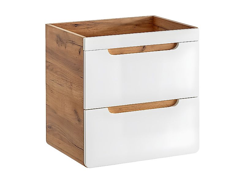 Waschbeckenunterschrank hängend - 60 cm - Naturfarben & Weiß - ARUBA günstig online kaufen