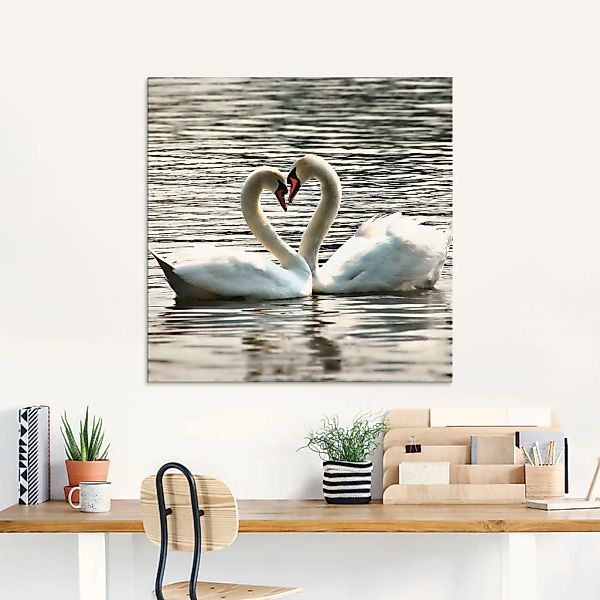 Artland Glasbild "Liebesspiel von Schwänen" Vögel 1 Stk. tlg. in verschiede günstig online kaufen