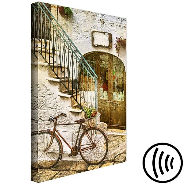 Wandbild Fahrrad auf der Steintreppe - Fotografie einer italienischen Stadt günstig online kaufen