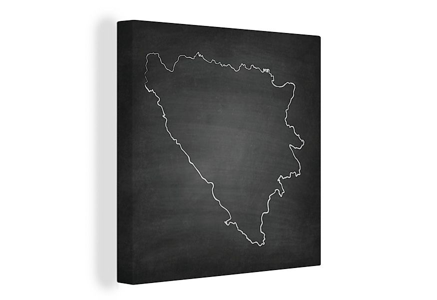 OneMillionCanvasses® Leinwandbild Schwarz-weiße Illustration von Bosnien un günstig online kaufen