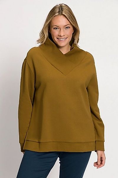 Ulla Popken Sweatshirt Sweatshirt V-Ausschnitt Langarm Biobaumwolle günstig online kaufen