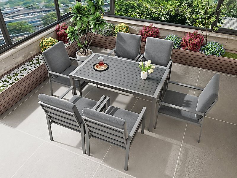 MeXo Gartenlounge-Set Gartenmöbel Set aus Aluminium, (Garten-Essgruppe für günstig online kaufen