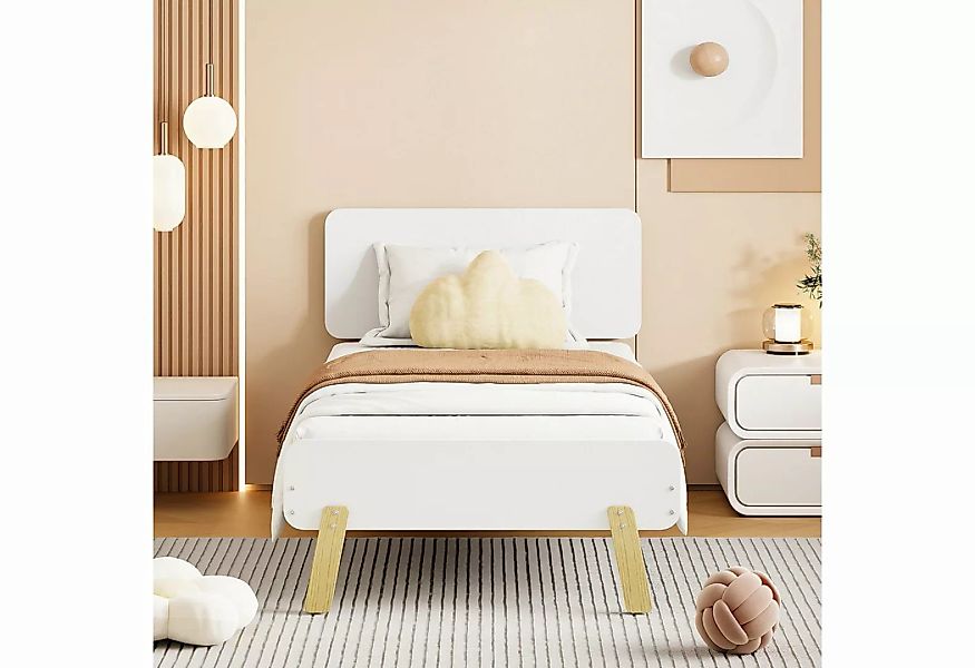 IDEASY Einzelbett Kinderbett, 90 x 190, Einzelbett aus Massivholz, grau/wei günstig online kaufen
