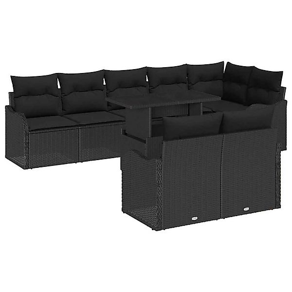 vidaXL Garten-Sofa-Set mit Kissen 9-Tlg Schwarz Poly Rattan 3348489 günstig online kaufen