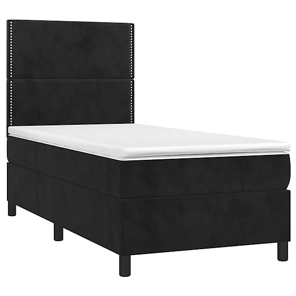 vidaXL Boxspringbett mit Matratze & LED Schwarz 90x200 cm Samt 3136043 günstig online kaufen