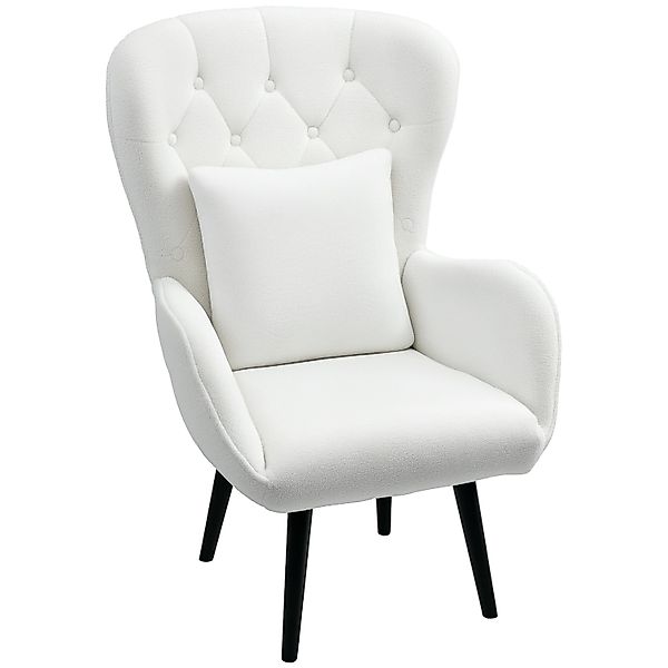 HOMCOM Sessel mit Holzbeine Polyester Weiß 88L x 75B x 106H cm günstig online kaufen