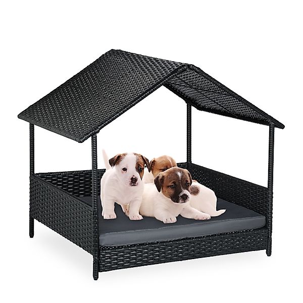 relaxdays Tierbett Hundeliege mit Dach, Polyester günstig online kaufen