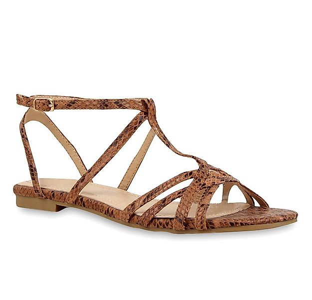 VAN HILL 76626 Riemchensandale Damen Sandalen Snake Print Flats Riemchensan günstig online kaufen