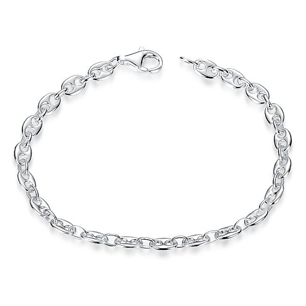 Materia Gliederarmband Damen Silber Bohnenkette flach 4,5mm SA-116, 925 Ste günstig online kaufen